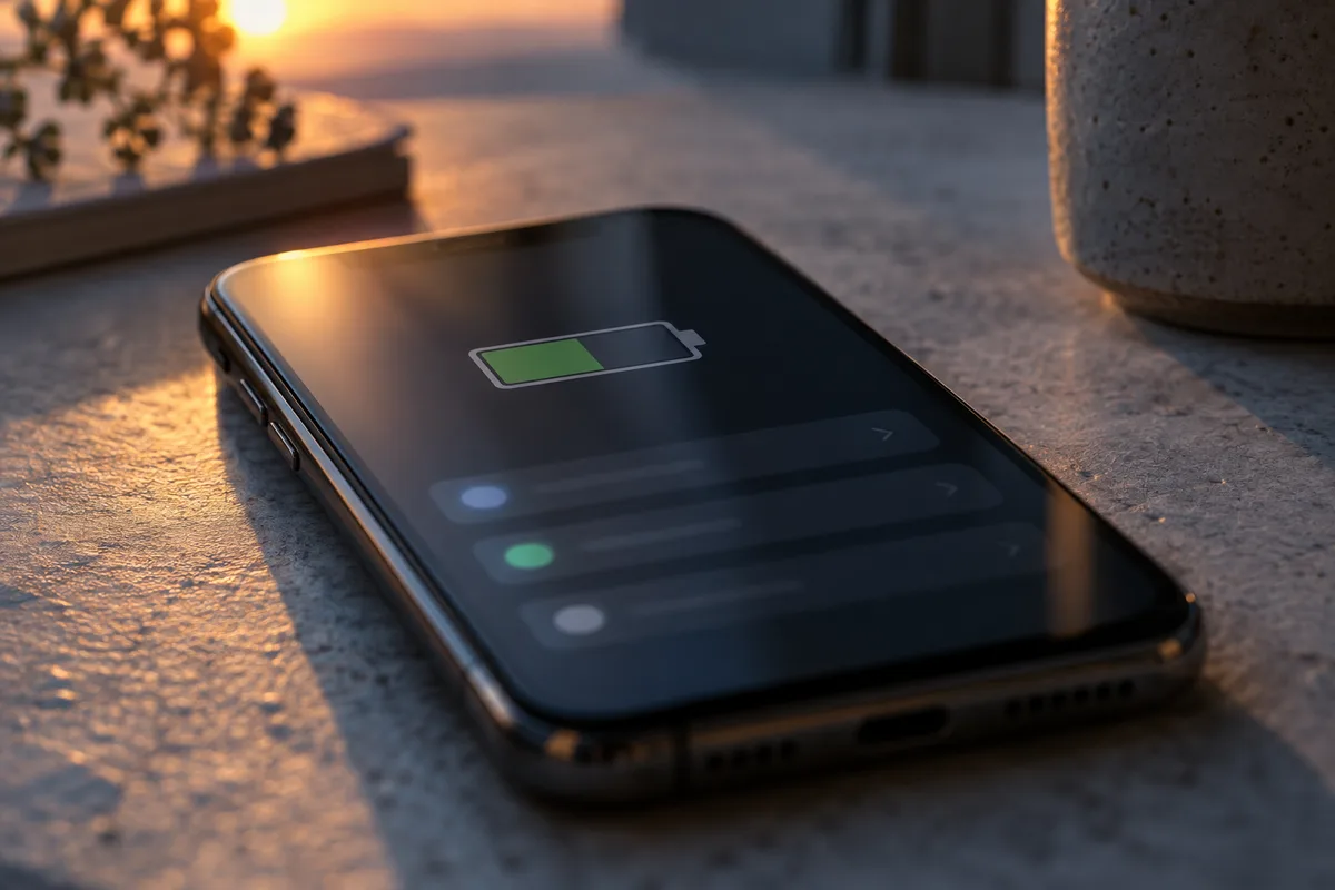 Écran de réglages d&rsquo;un smartphone affichant le pourcentage de capacité maximale de la batterie